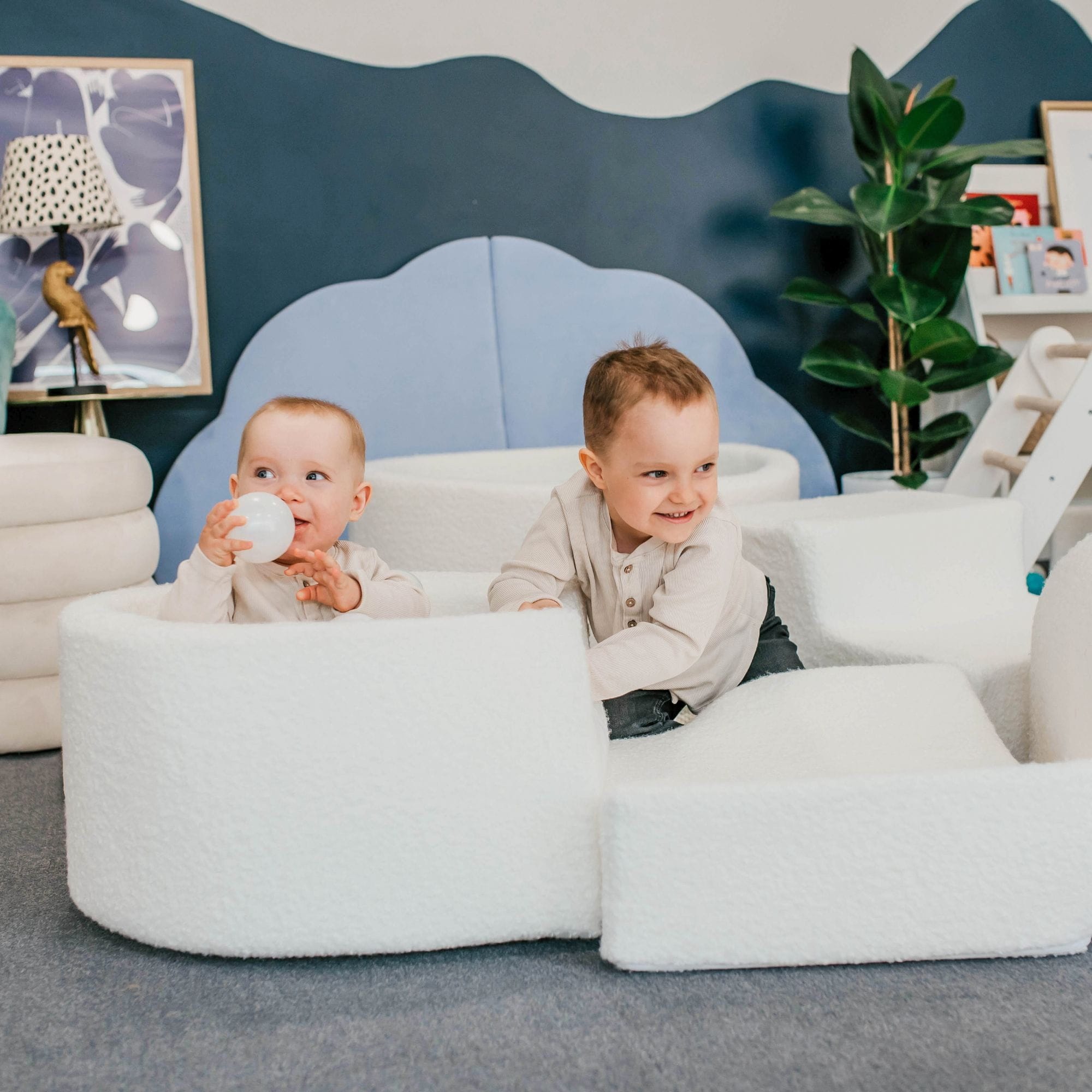 Meowbaby Boucle Biały - Piankowy Plac Zabaw dla Dzieci | Piłki do Wyboru