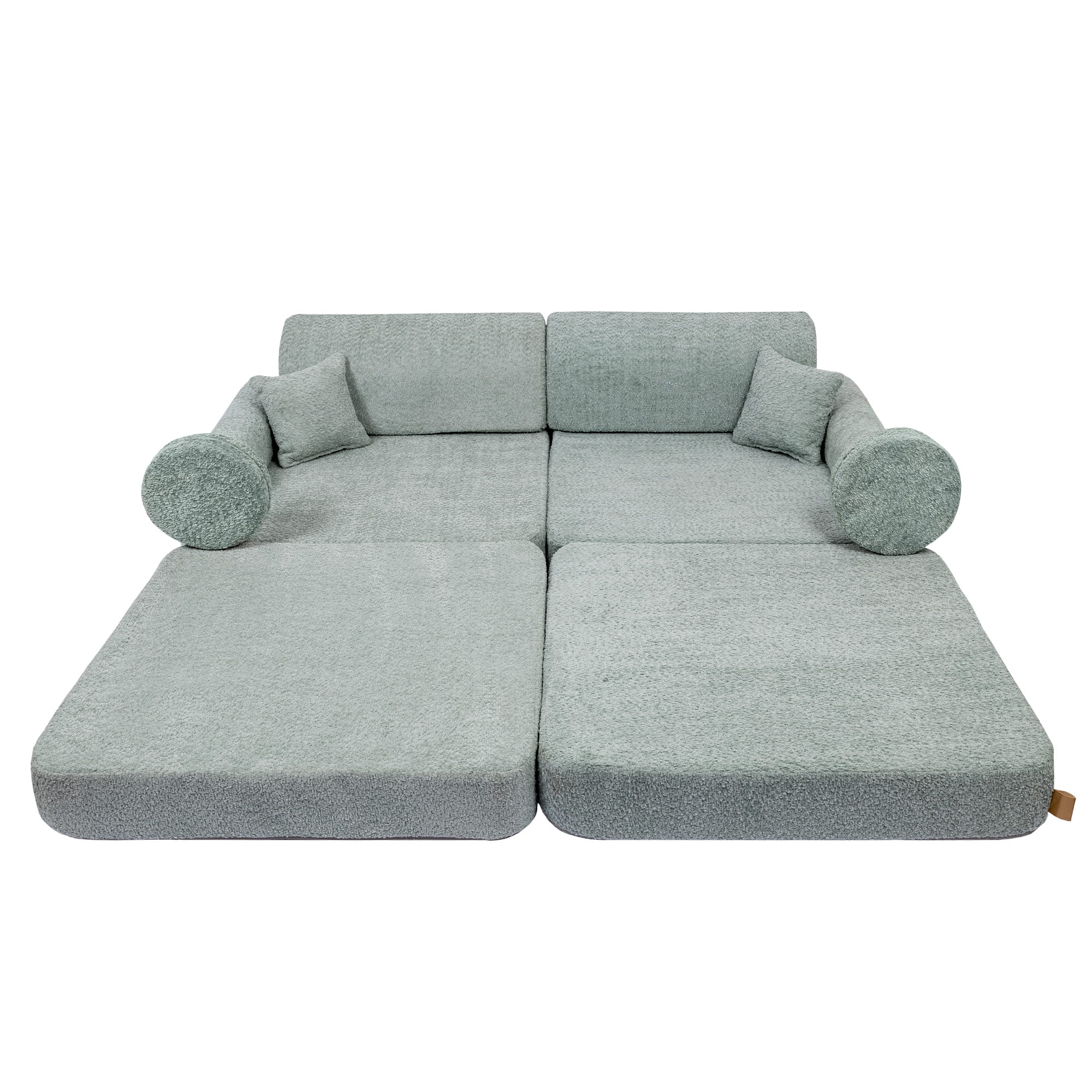 Dzieci relaksujące się na sofie modułowej dla dzieci Meowbaby, stylowy design z materiału boucle, Premium 160cm.