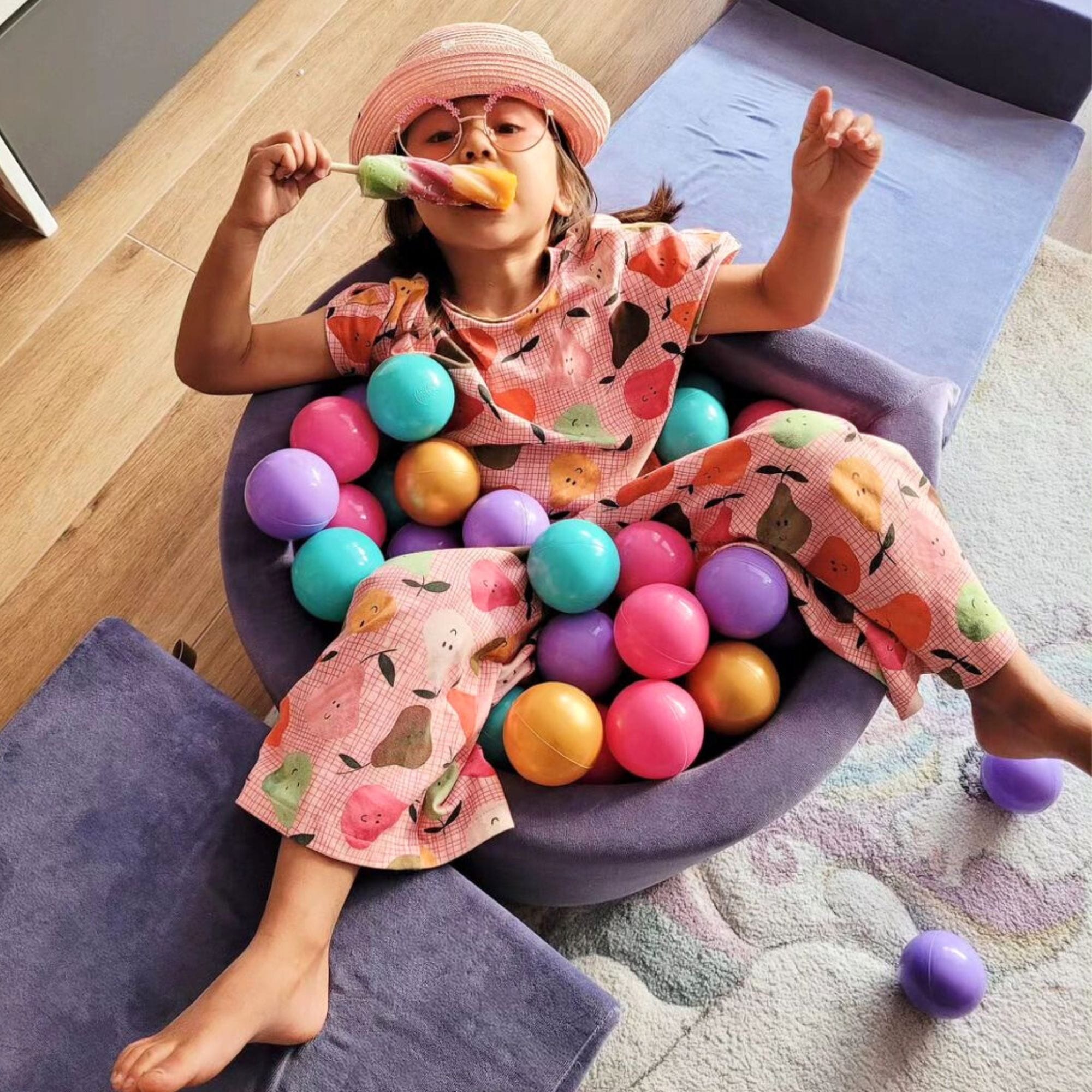 Meowbaby Velvet Ecru-Beżowy - Piankowy Plac Zabaw dla Dzieci | Z Małym Basenem z Kulkami